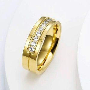 18K Gold Plated Zircon Decor /  Size 7/ NEW!!!